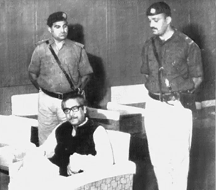 Sheikh Mujib under Pakistani military custody in 1971 Image public domain