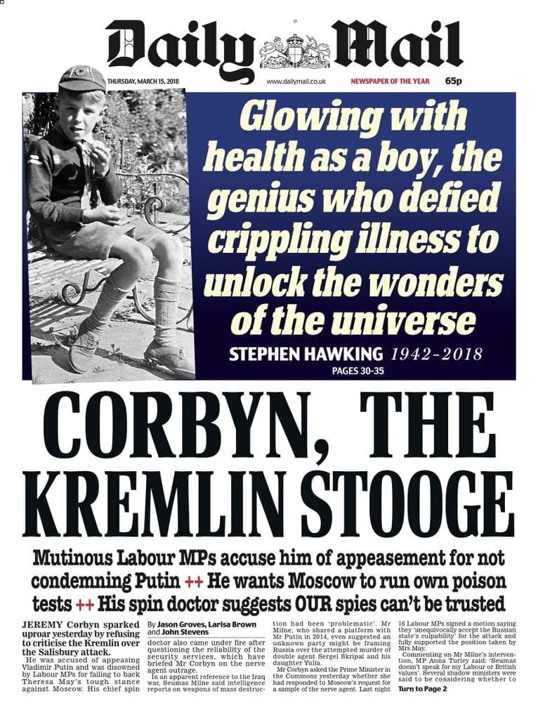 Daily Mail Corbyn Kremlin Stooge Image fair use